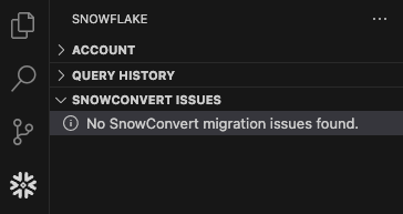 SnowConvert AI Issue panel