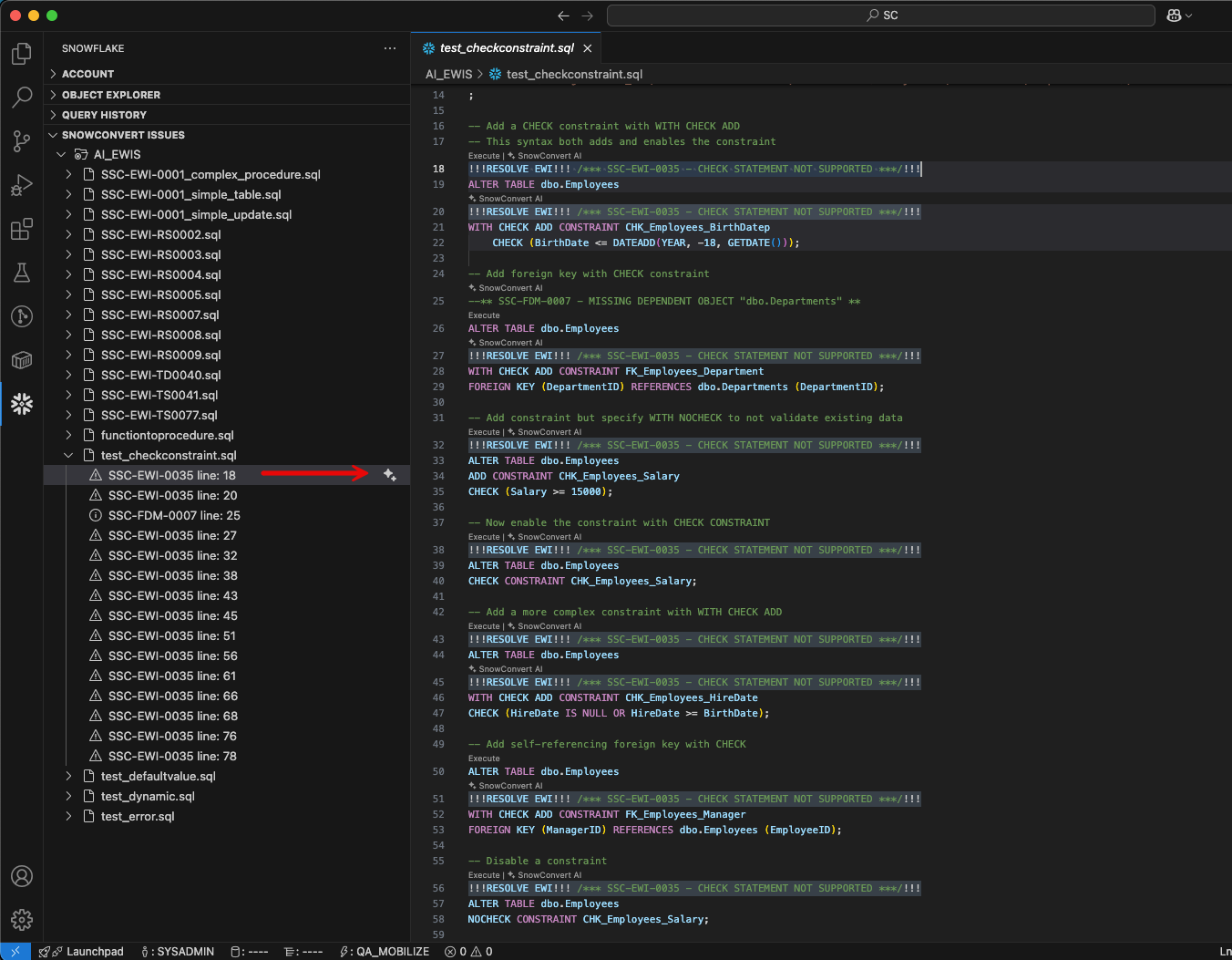 Get explanation and suggestion by sparkles icon
