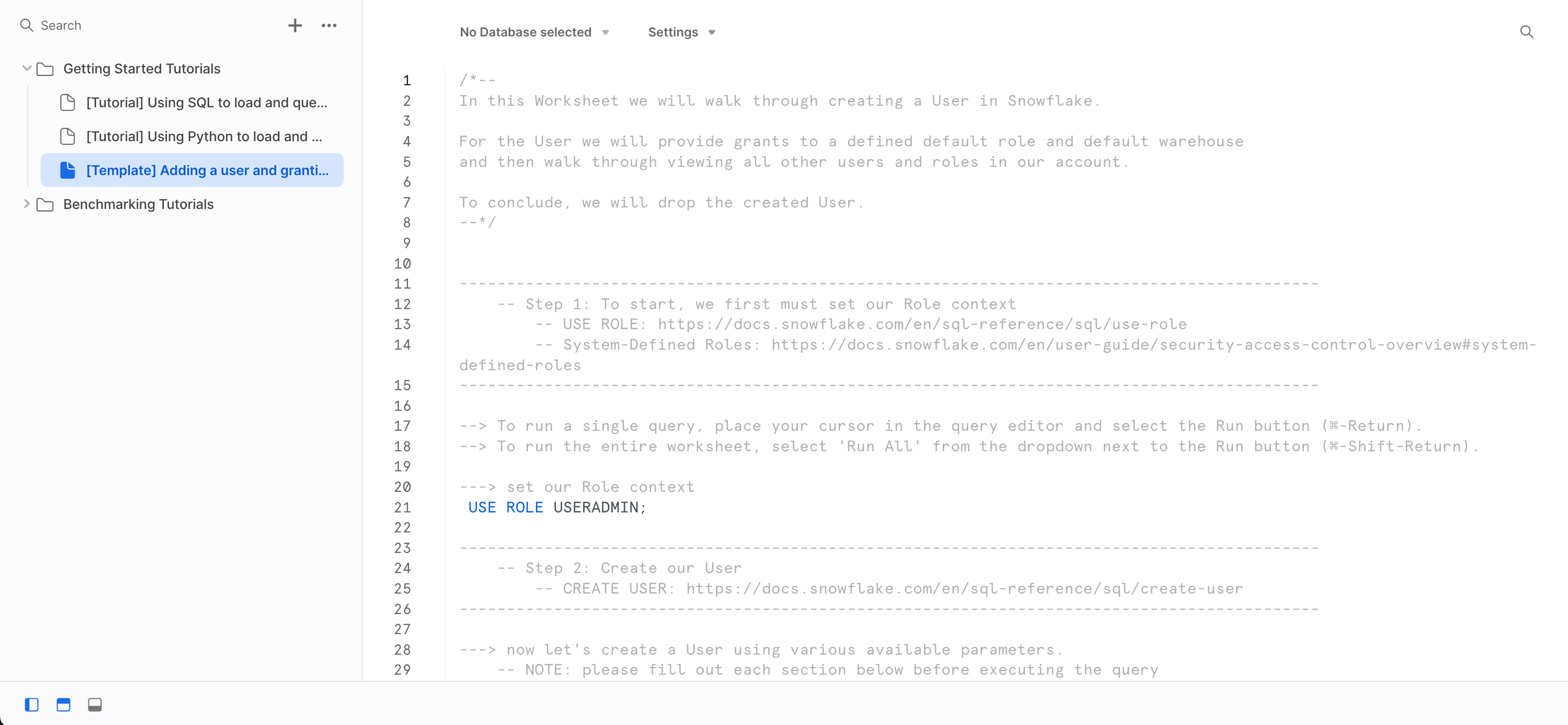 SQL users worksheet, which contains the SQL commands for this tutorial, along with descriptive comments.