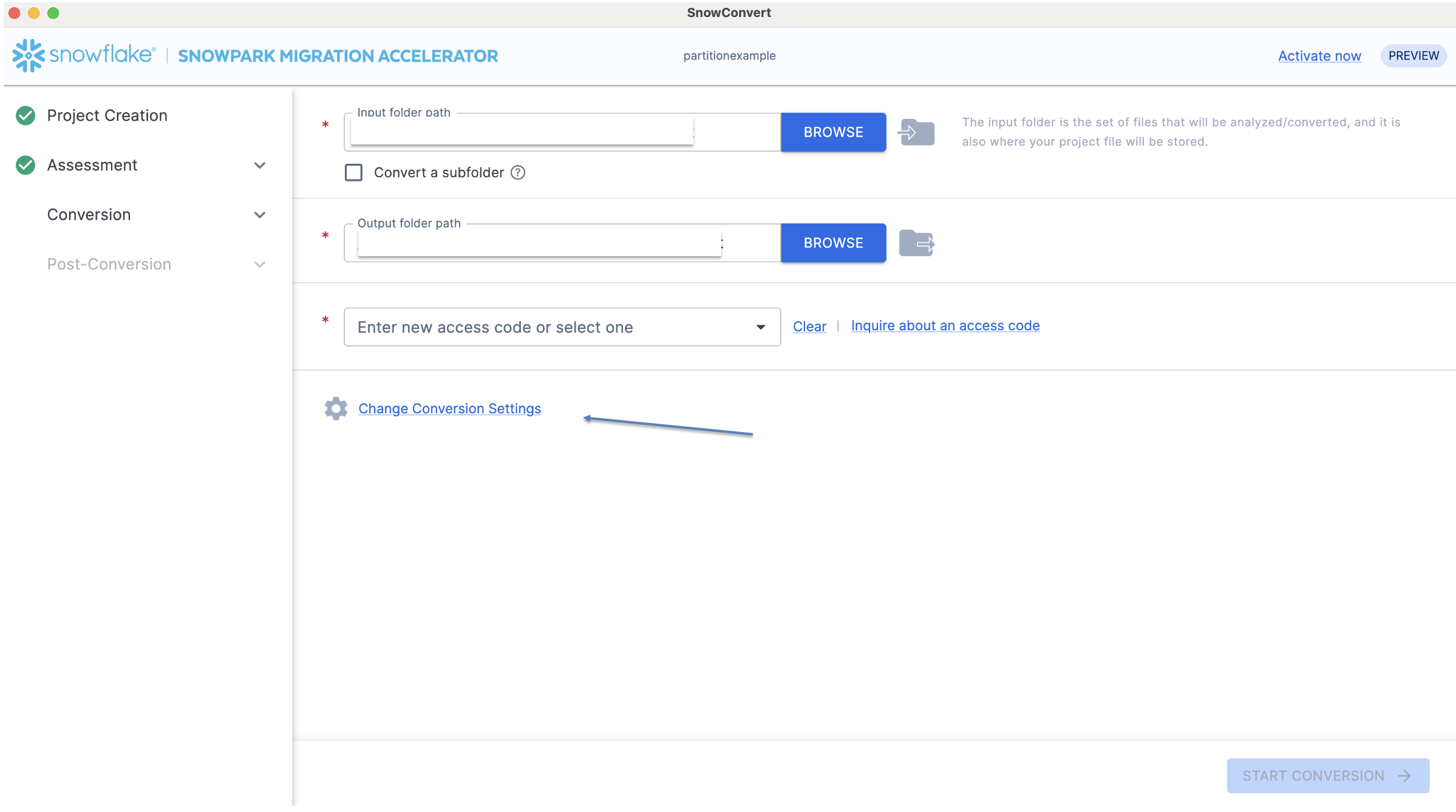 Conversion setting option
