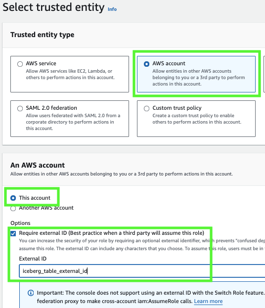 Create an IAM role with an external ID.