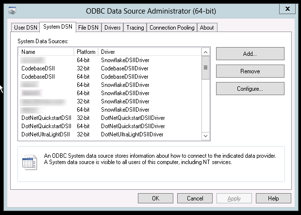 Configuring ODBC for Windows