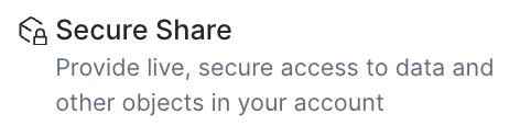 Secure Share data product type option in Provider Studio