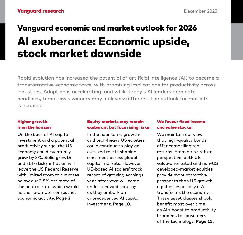 Cover of the Vanguard economic and market outlook for 2026 report
