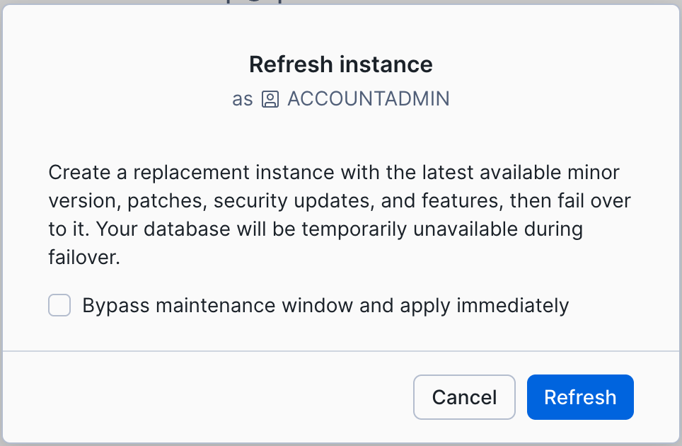 Refresh a Snowflake Postgres instance