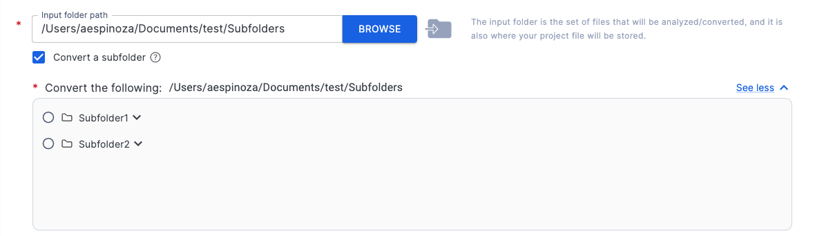 Folder explorer of SnowConvert