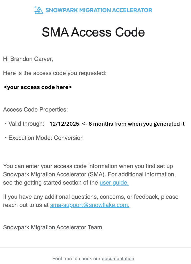 Access code email