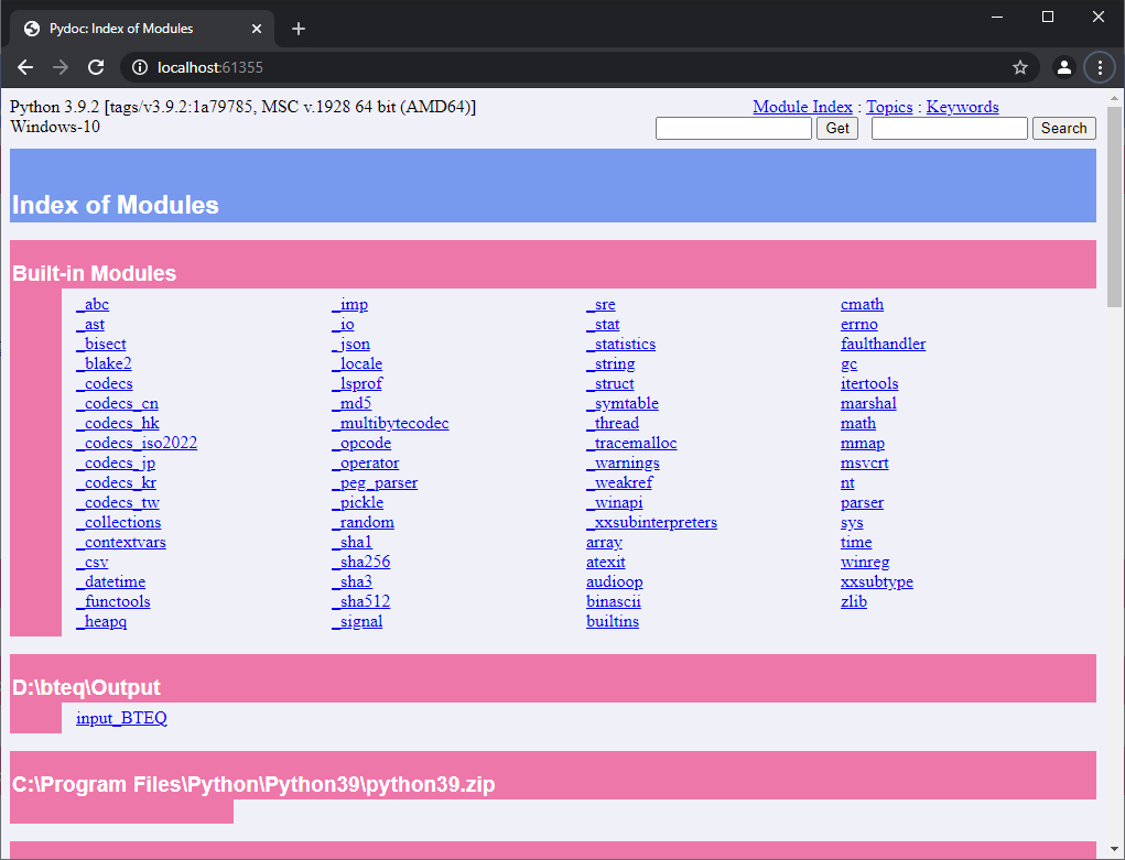 Home page for the generated local documentation