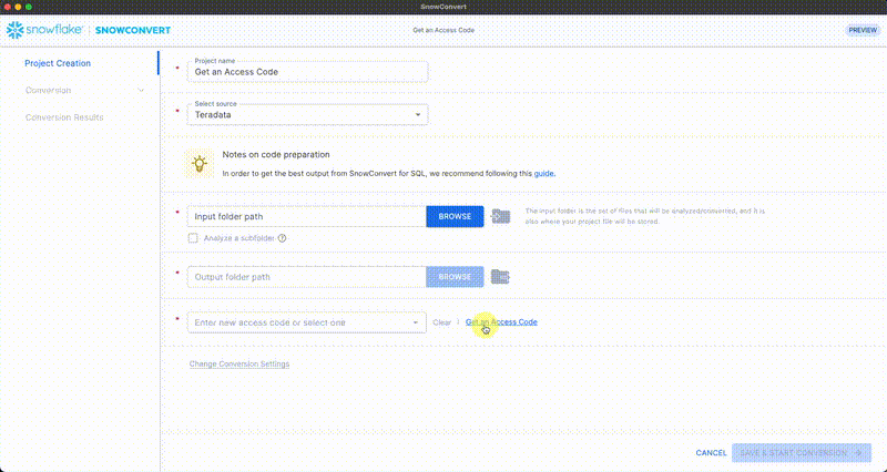 Request access code from link