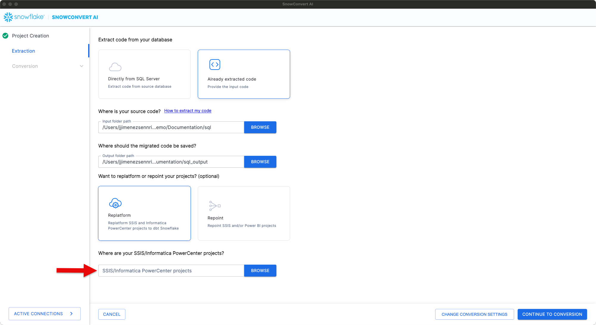 Browse to your SSIS project location