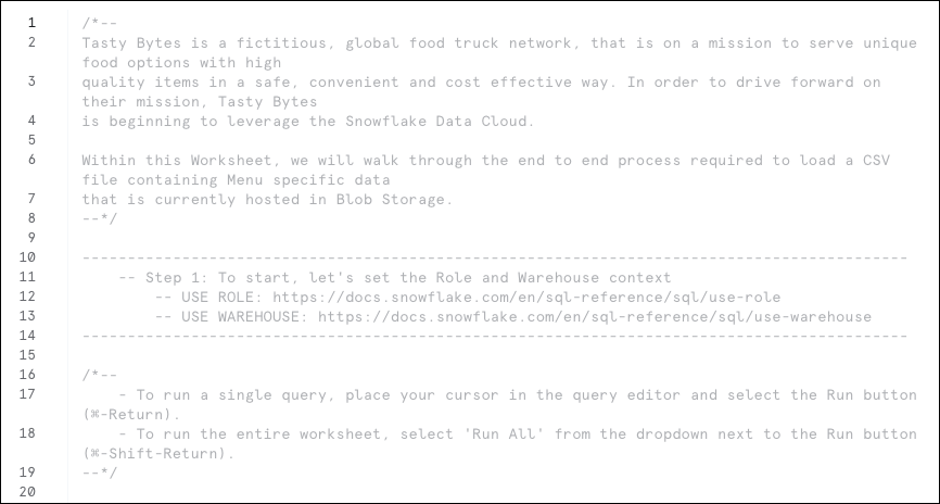 SQL 会加载和查询工作表，其中包含本教程的 SQL 命令，以及描述性注释。