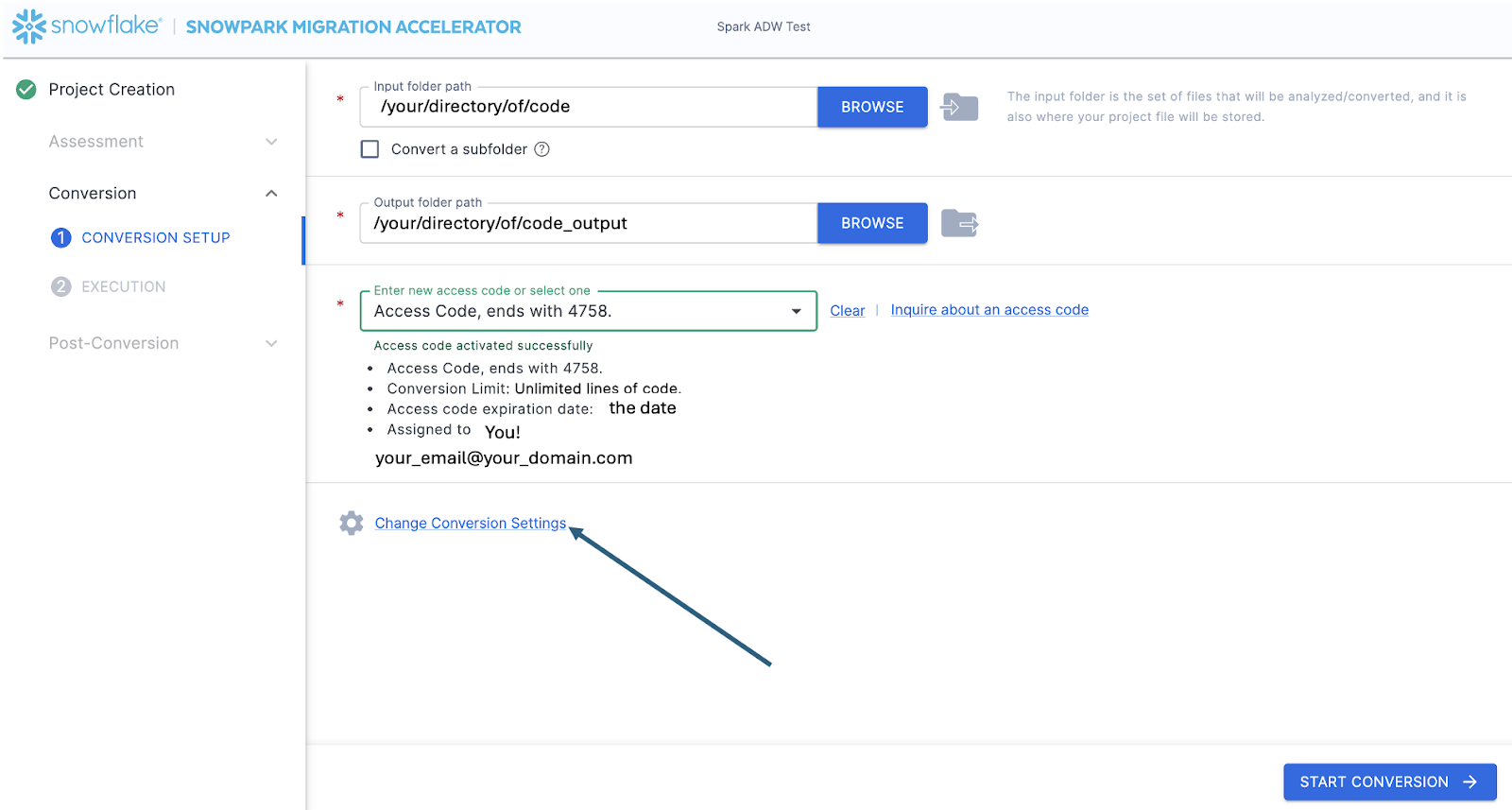 View conversion settings
